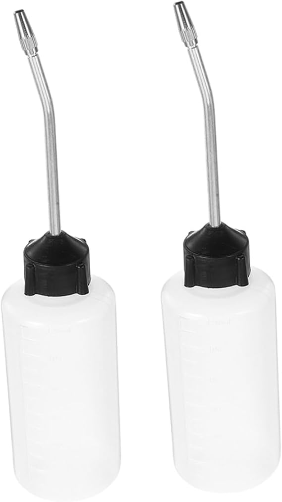 TOPBATHY 2pcs Sewing Machine Oil Bottles with Long Angled Spout and Spillproof Caps Portable Oiler for Embroidery Machines Bicycles and Tailor Shops Easy to Use and Carry