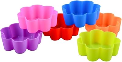 Alipis 12Pcs Reusable Silicone Baking Cups Flower Shape Non-Stick Muffin Liners for Ice Cream Cheesecake Jelly Pudding Desserts 2.64 Inch