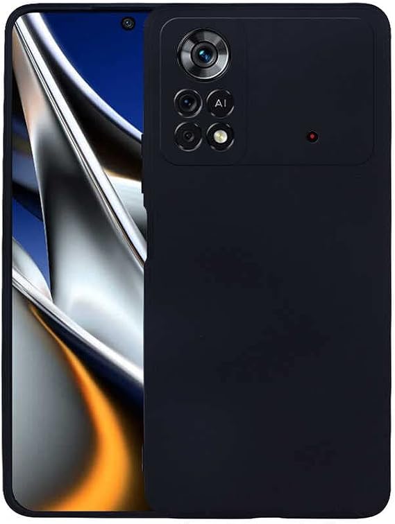Elfia Xiaomi Poco M4 Pro 4G ile Uyumlu Kılıfı Silikon Mat Renkli Parmak İzi Bırakmayan Yumuşak İnce Kapak Prem Siyah