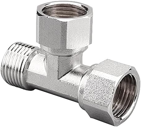Beduan Stainless Steel 1/2"G 3 Way Diverter Two Ends Movable Cap Flexible Tee Connector for Angled Valve Bidet Sprayer Shower Arm(Thread ID/OD is 19.8MM/3/4")