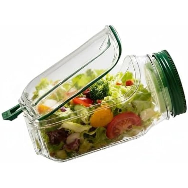 The Original Plastic Portable Prepara Salad Pod Mason Jar With Dressing Cup Side Open Snack Lunch Container Suitable for Home Outdoor Travel And Party