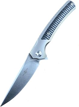 Twosun Outdoor Knife TS81 M390 Blade Drop Point CF Titanium Handle