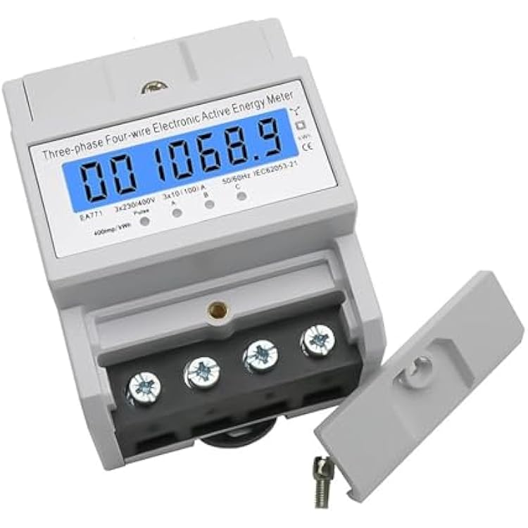 Three Phase Four Wires Eelectronic Active Energy Meter kWh Power Consumption DIN Rail 5060Hz 3  5100 A 5060HzEA777,3x127Vor220V