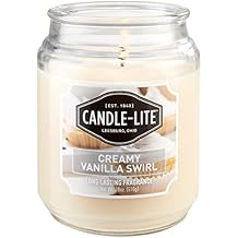 Candle-lite Scented Candles, Creamy Vanilla Swirl Fragrance, One 18 oz. Single-Wick Aromatherapy Candle with 110 Hours of Burn Time, Off-White Color