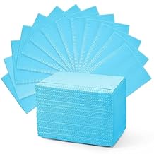 Amira Beauty Disposable Dental Bibs 13" x 18" 3-Ply, Soft, Tear-Resistant, Waterproof Bibs for Dental, Nail, and Salon Professionals, Tattoo Napkins for Piercing, Blue, Bulk Pack of 50