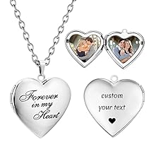 PHOCKSIN Personalized Locket Necklace for Women Photo Necklace with Customized Picture Birth Flower Birthstone Customizable Birthday Gifts