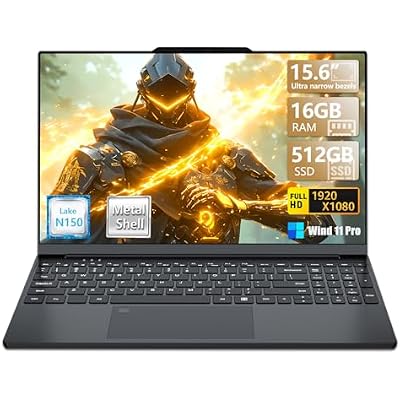 2026 Laptop,15.6 Inch Laptop Computer with N150 ProcessorUp to 3.6GHz 16GB RAM 512GB SSD, FHD 19201080, Backlit Keyboard with Fingerprint Unlocking, WiFi 5, BT 4.2, Laptop for Business Student
