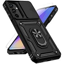 for Samsung Galaxy A16 5G Case with Slide Camera Cover HD Screen Protector [Military Grade 16ft. Drop Tested] Magnetic Ring Holder Kickstand Protective Phone Case for Galaxy A16 5G 2025, Black