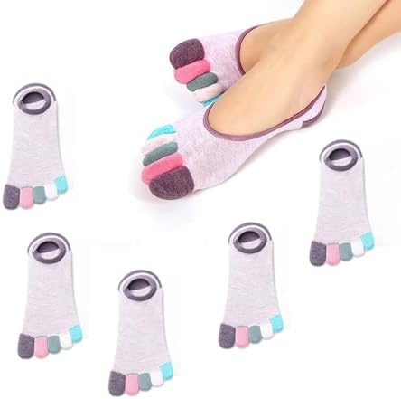 Orthopedic Compression Toe Socks, 5 Pairs of Toe Socks for Bunions, Socks with Toes for Women, Invisible Breathable Toe Socks