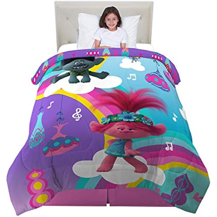Franco Kids Bedding Super Soft Reversible Comforter, TwinFull, Trolls World Tour