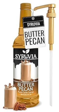 Syruvia Butter Pecan Syrup For Coffee 25.4 Ounces Butter Pecan Flavoring For Coffee with Pump.
