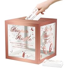 WNINK 50 Pcs Diaper Raffle Tickets with Box for Baby Shower, Gender Reveal Diaper Raffle Card Box for Baby Shower Games, Party Decorations (Rose Gold)
