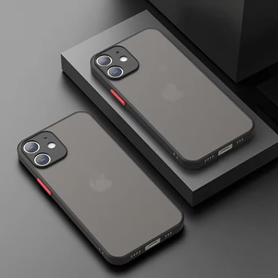 GGM GİYİM & AKSESUAR iPhone 11 ile Uyumlu Arka Kısmı Mat Şeffaf Yapıya Sahip Kenarları Silikon Tpu Malzemeden Üretilmiş Renkli Tuşlara Sahip Kamera Korumalı Transparan Kılıf (Siyah)