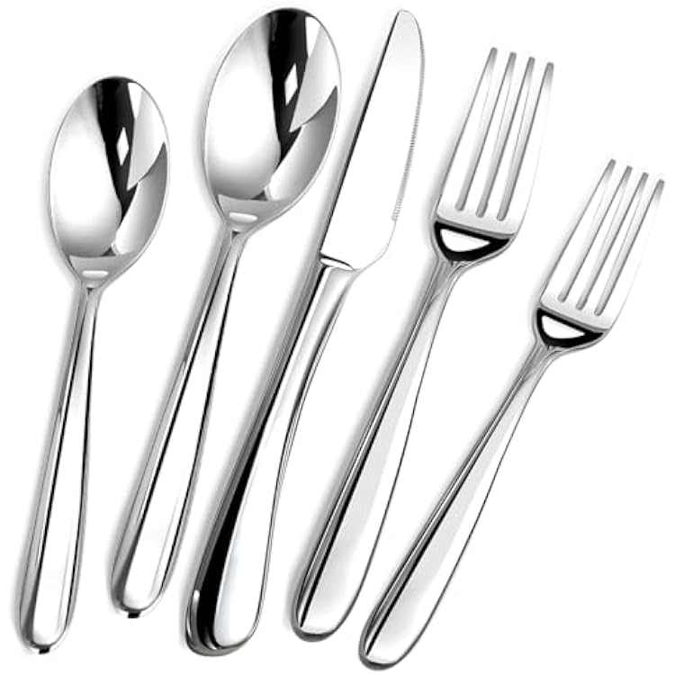 Heavy Duty Silverware Set for 12, 60 Piece Premium Stainless Steel Flatware Utensils Cutlery Set Including Steak Knife Fork and Spoon, Dishwasher Safe, Gift Package for Wedding Housewarming