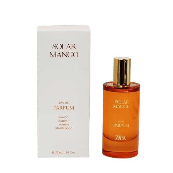 Zara Solar Mango Perfume for Women Long Lasting Fruity Floral Perfume with Ripe Mango Solar Jasmine and Sandalwood Sophisticated Eau de Parfum 50ml (1.7 fl oz.)