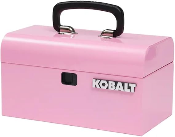 Portable Mini Toolbox 10.83-in W x 5.91-in H x 5.91-in D pink Steel Tool Box, makeup orginaztion, craft storage