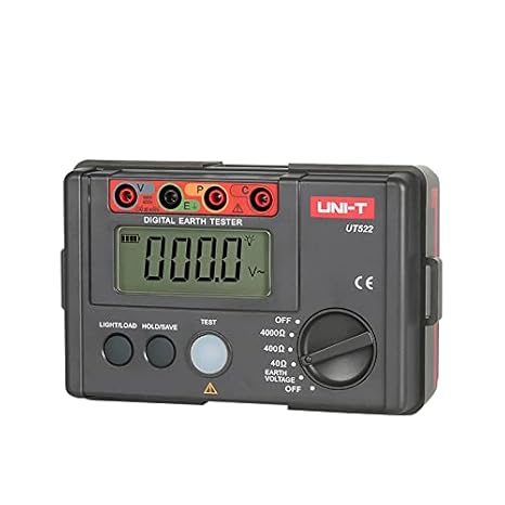 UNI-T UT521 UT522 Digital Earth Tester Ground Resistance AC Earth Insulation Resistance Tester Light Weight Design Ground Resistance Tester Ground Resistance Voltmeter(UT522)