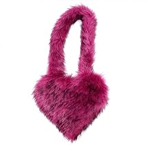 Large Heart Shaped Bag for Women Faux Fur Shoulder Purse Y2k Crossbody Bag Chic Handbag Furry Shoulder Tote Purse