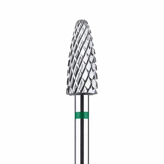 IN.HYPE Carbide Nail Drill Bit Green Coarse Corn Shape Tungsten Carbide (Wolfram) Bit for Acrylic, Hard Gel & Builder Gel Removal Professional E-File Nail Bit