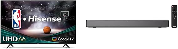 Hisense 70-Inch Class A6 Series 4K UHD Smart Google TV with Alexa Compatibility, Dolby Vision HDR & HS214 2.1ch Sound Bar with Built-in Subwoofer, 108W