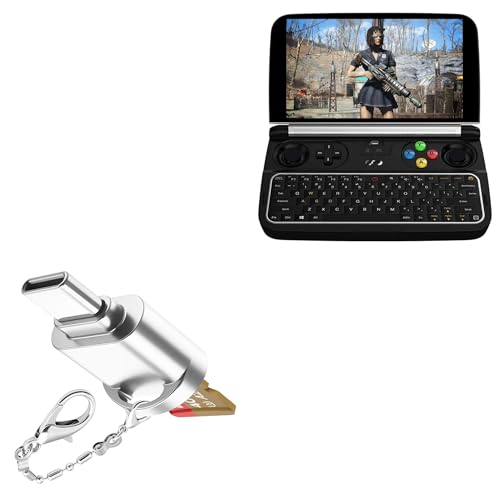 BoxWave Adapter Compatible with GPD Win 2 - Micro SD Card miniReader, USB Type-C OTG Reader USB3.0 Adapter Keychain - Metallic Silver