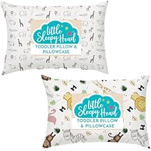 Little Sleepy Head Toddler Pillow with Pillowcase (Animal Adventure) and Toddler Pillow with Pillowcase (Safari) Bundle