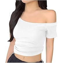 Off The Shoulder Tops for Women Trendy Summer 2025 Short Sleeve Shirts Going Out Crop Tops Y2K Cute Sexy Tee Shirts