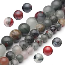 Youngbling Natural Gemstone Beads for Jewelry Making,6mm African Bloodstone Polished Round Smooth Stone,Genuine Real Stone Red Beads for Bracelet Necklace 15 Inch(African Bloodstone,6mm)
