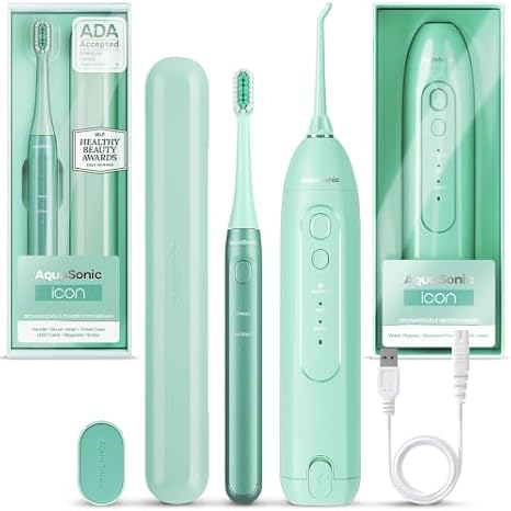 Aquasonic Icon Toothbrush & Water Flosser Bundle (Mint)