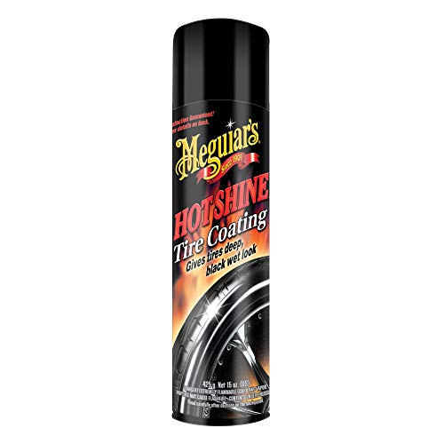 Meguiars Hot Shine High Gloss Tire Coating, Give Tires a Deep Wet Shine and Long-Lasting Protection with an Advanced Self-Spreading Formula, 15 Oz Aerosol Spray Can