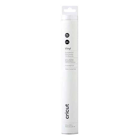 Cricut Çıkarılabilir vinil, karanlıkta parlar, 61 cm, kendinden yapışkanlı vinil rulo, kesme makinesi kullanımı için, 2009582 beyaz