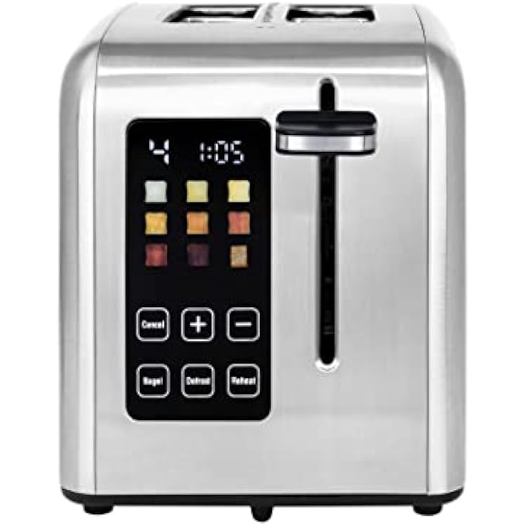 Kalorik Touchscreen Toaster 2-Slice with Extra-Wide Slots, Rapid Toasting Technology with 8 Shade Settings Plus Toaster Pastry Setting Manual Lift Lever and Auto-Shut Off, 1350-Watts, Stainless Steel