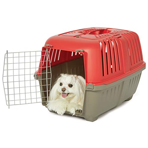 MidWest Homes for Pets Spree Travel Carrier Hard-Sided Dog & Cat Carrier, Small Pet Travel Crate with Handle, Ventilated Design, Easy Assembly, 24-Inch, Red