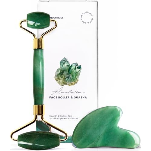 ROSELYNBOUTIQUE Gua Sha Facial Tools & Face Roller Original Face Massager for Puffiness Wrinkless Skin Care Routine - Self Care Gift for Men Women Aventurine