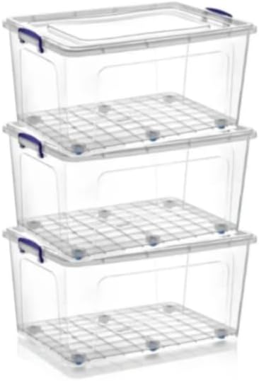 Wheel Lock Storage Box 40 Liters 3 Pieces Wheel Storage Container White