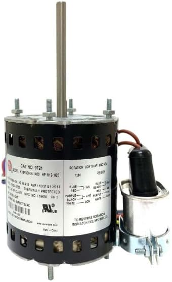 9721 1/12 1/15 1/20Hp 1550 rpm, 4 poles, 1 shaft, OAO Enclosure, 3.3 diameter, Reversible, 115V-230V/50/60Hz/1Ph 9721 K033DGV1434014B 3.78in frame, 3.25in shaft Replace SE8888