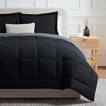 Hearth & Harbor Down Alternative Comforter - All Season Soft Quilted Twin XL Bed Comforter Duvet Insert with Corner Tabs - Twin XL Size 2 Piece Set with Pillow Shams Reversible Black/Grey