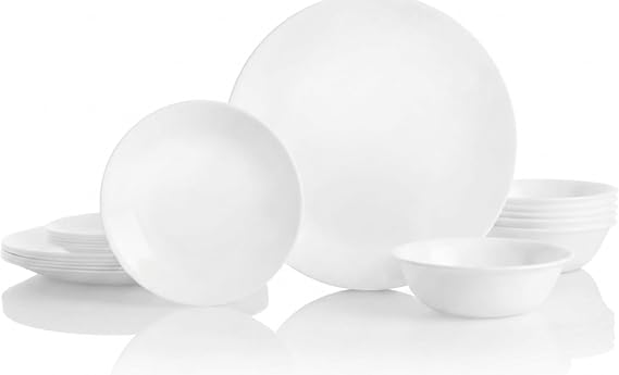 Corelle Livingware 1120352 16-Piece Dinnerware Set, Service for 4, 18 pc Set, White