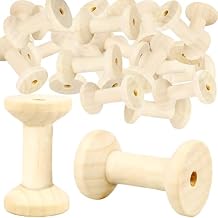 50 Pcs 2 Inch Wooden Spools Unfinished DIY Crafts Empty Wood Ribbon Thread Spools for Wire Weaving DIY Handicraft Projects