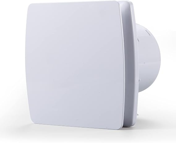 Zeyzer Exhaust Fan 110 CFM 1.0 Sones 5.9" Duct White Square Quiet Powerful Ceiling or Wall-Mount Ventilation Fan for Bathroom/Corridor/Office/Laundry Room/Shop