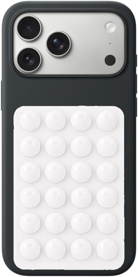 Coverzone Dikdörtgen Vantuzlu Yapışkan Telefon Tutucu Taşınabilir Silikon Yumuşak Telefon Standı Geniş Kullanım Alanı Beyaz