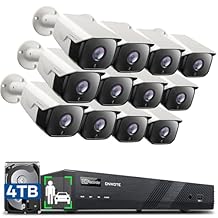 ONWOTE 16 Channel 6K 12MP NVR PoE Security Camera System, 12x 6MP 122 Audio IP Cameras AI Detect Human Vehicle, 16CH Business Commercial NVR 4TB, 16CH Synchro Playback, 12x Cables (Total 960ft)