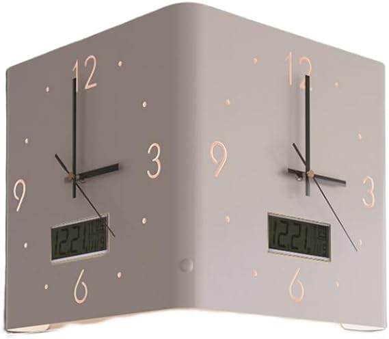 Creative Clock,Fashionable and Versatile Wall Clock,Corner Wall Lamp,Double Sided Corner Creative ClockWhite,c