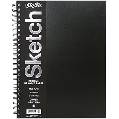 Ucreate 37088 Sketch Book, 12 x 9, Acid & Lignin Free, Premium Drawing Paper, 75 lb. Paper, 75 Pages