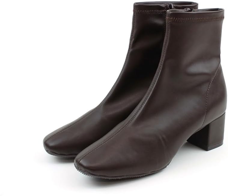 Vivian 5.5cm Heel Square Toe Stretch Short Boots V6270AW
