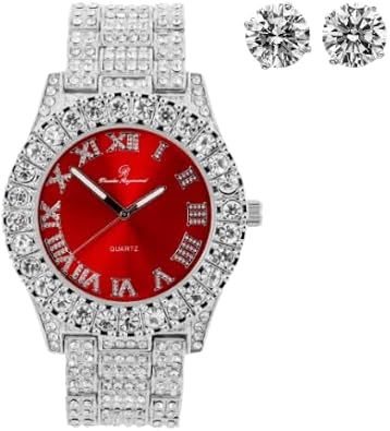Charles Raymond Mens Big Rocks with Roman Numerals Fully Iced Out Colorful Dial Watch - ST10327 RN Single