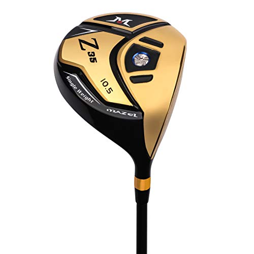 MAZEL Titanium Golf Drivers for Men,Right Handed,460CC Right, GraphiteGolden Head, Stiff S, 10.5