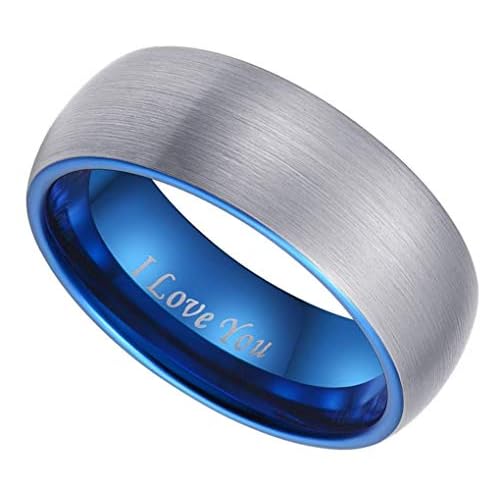 CROWNAL 4mm 6mm 8mm GoldBlackSilverRose GoldBlue Tungsten Wedding Couple Bands Rings Men Women Plain Dome Polished Engraved I Love You Size 4 To 17