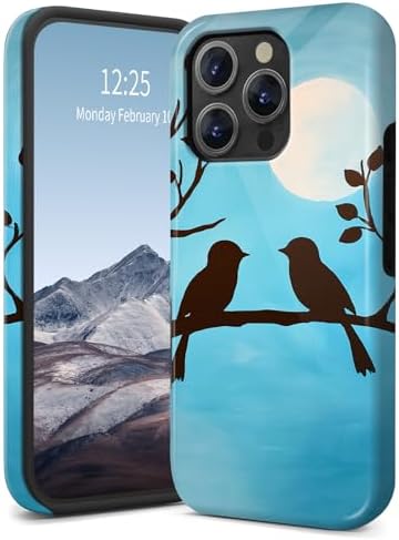 for iPhone 16 Pro Max Case,Slim Dual-Layer Hybrid Cover - Shockproof & Scratch Resistant,PC Hard Shell + Soft Silicone, Anti-Yellowing,Blue Pair Birds