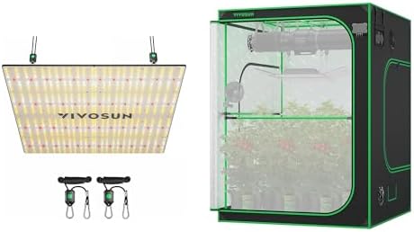 VIVOSUN LumaLight 400W LED Grow Light and P558 60"60"80" PRO Grow Tent, with Thick 1 inch Poles, Strengthened High Reflective Mylar Oxford Fabric